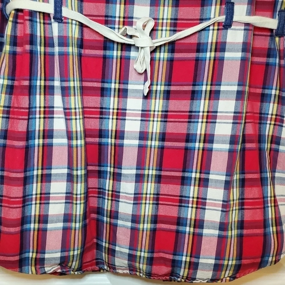 Hanna Andersson Christmas Plaid & Denim Long Sleeved Dress Size 140/US Girl's 10
